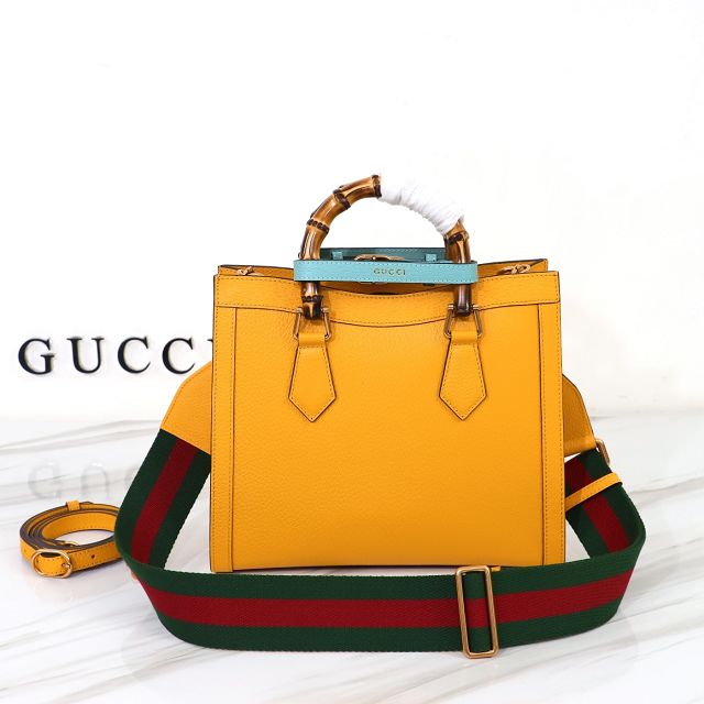 GG original calfskin diana small tote bag 702721 yellow