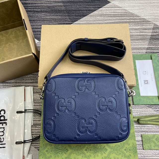 GG original calfskin jumbo GG small crossbody bag 794088 blue