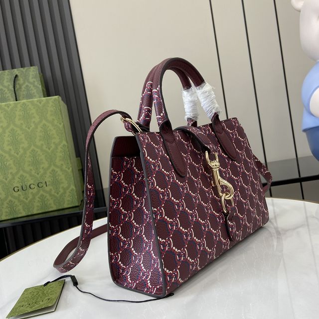 GG original calfskin small tote bag 795349 wine