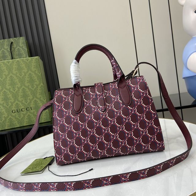 GG original calfskin small tote bag 795349 wine