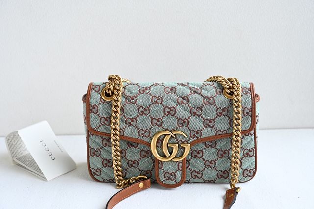 GG original canvas marmont small shoulder bag 443497 light green