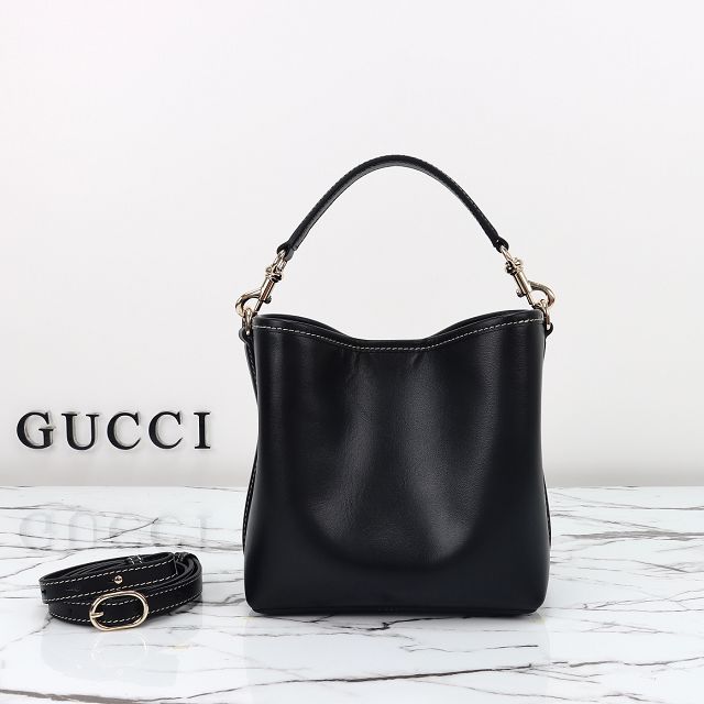 GG original calfskin emblem mini bucket bag 815118 black