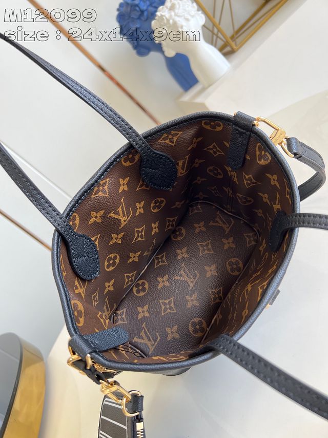 Louis vuitton original calfskin&canvas neverfull Inside out BB M12099 black