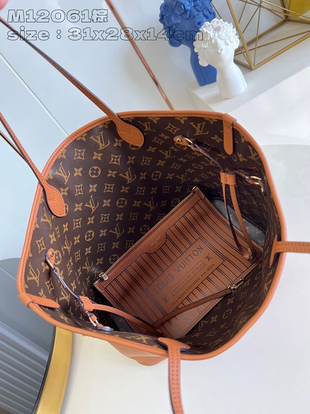 Louis vuitton original calfskin&canvas neverfull Inside out MM M12061 brown