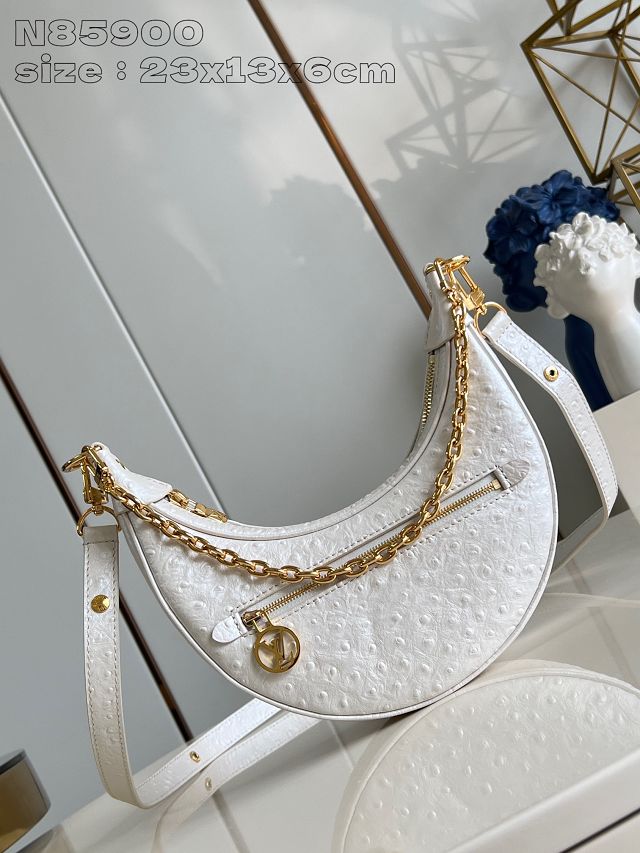 Louis vuitton original ostrich calfskin loop PM handbag N85900 white