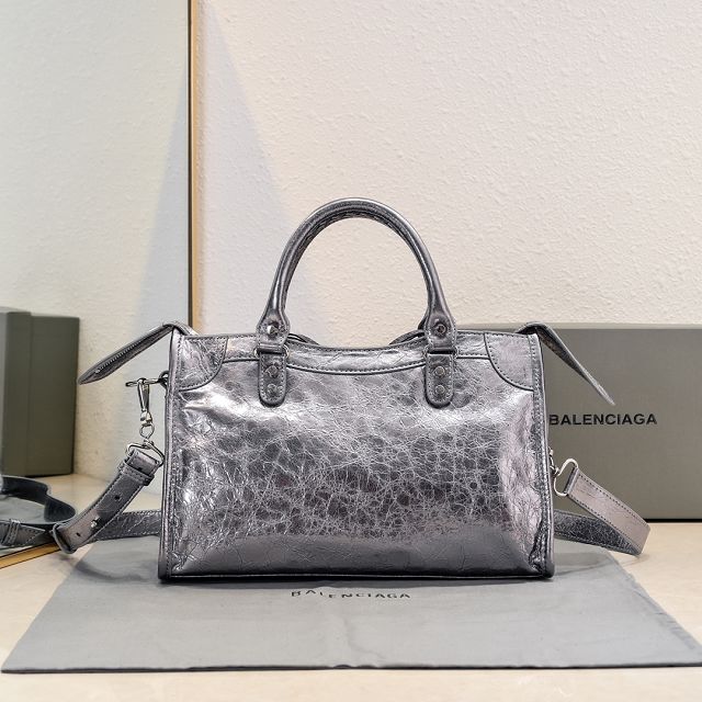 Balenciaga original lambskin le city small bag 8114422 dark silver