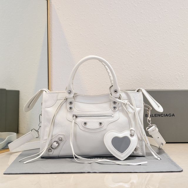 Balenciaga original lambskin le city small bag 8114422 white