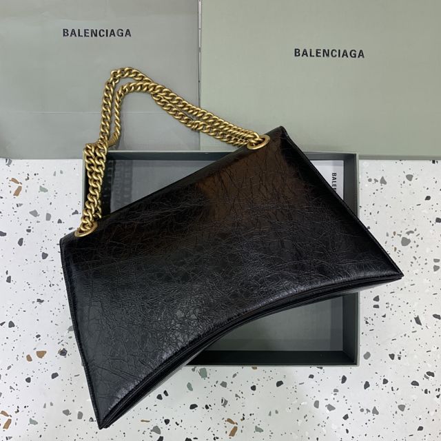 Balenciaga original calfskin crush large chain bag 7163322 black