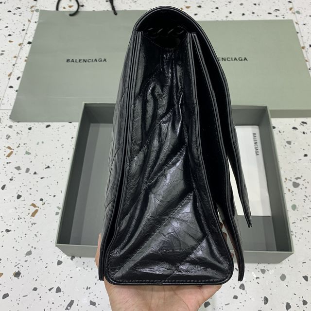 Balenciaga original calfskin crush large chain bag 7163322 black