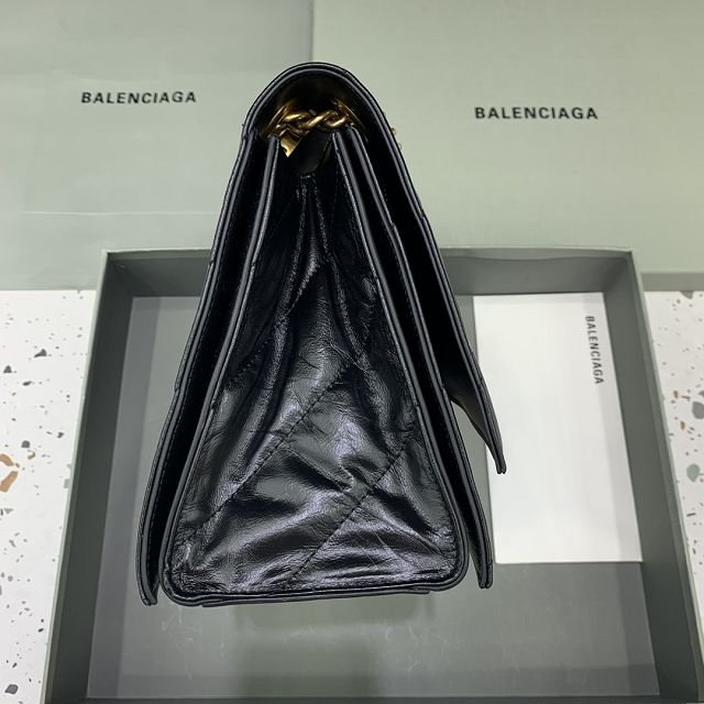 Balenciaga original calfskin crush medium chain bag 7163932 black