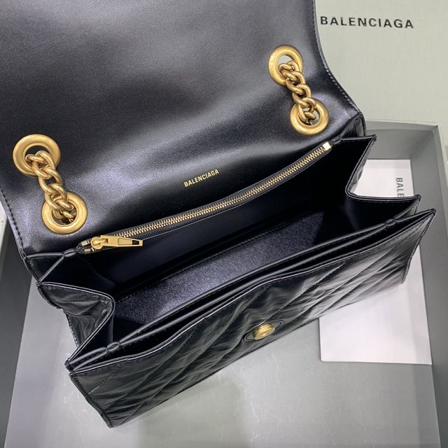 Balenciaga original calfskin crush medium chain bag 7163932 black