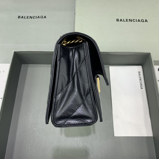 Balenciaga original calfskin crush small chain bag 7163512 black