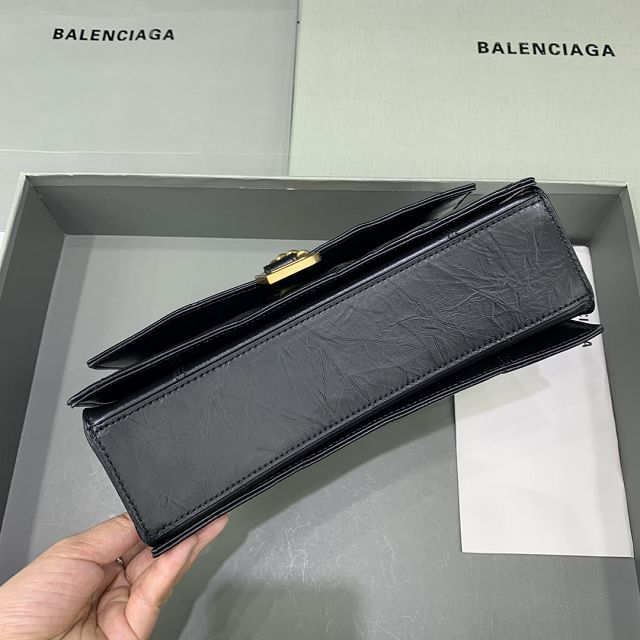 Balenciaga original calfskin crush small chain bag 7163512 black