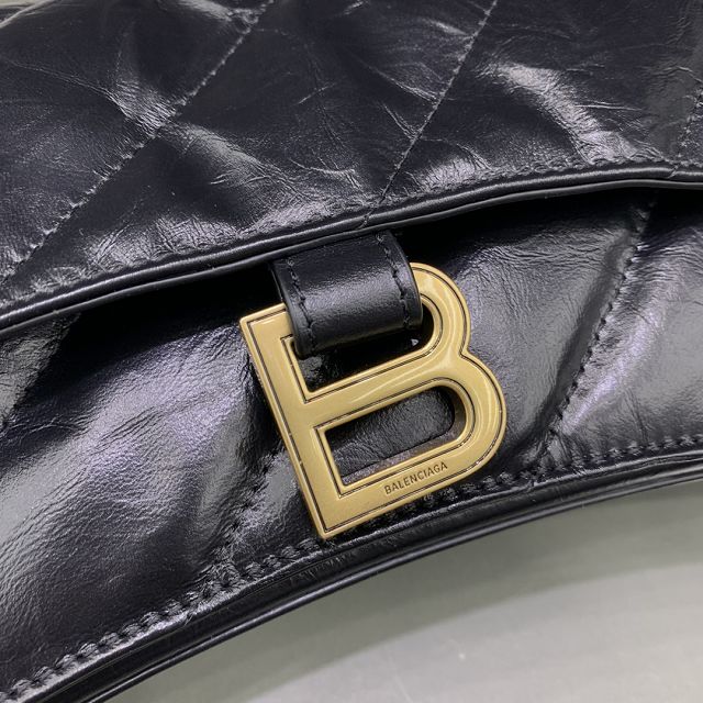 Balenciaga original calfskin crush small chain bag 7163512 black