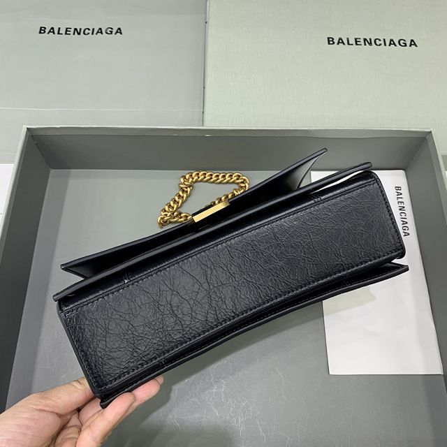 Balenciaga original calfskin crush small chain bag 7163512 black