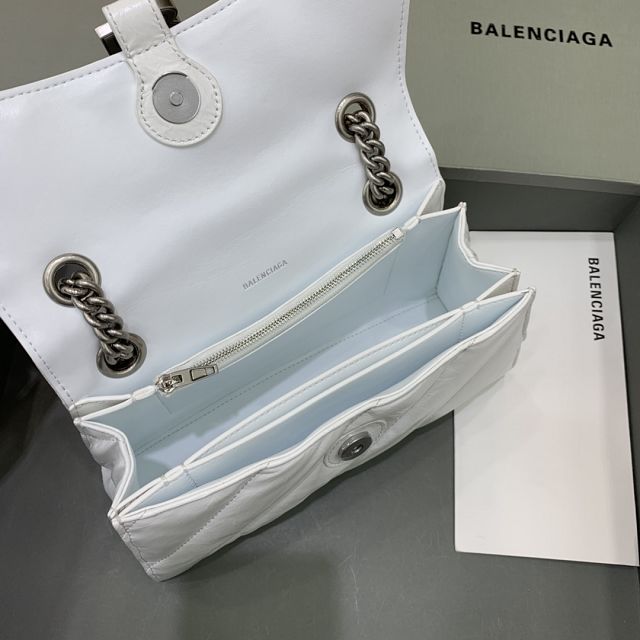 Balenciaga original calfskin crush small chain bag 7163512 white