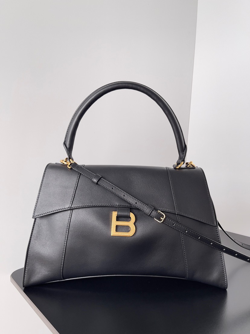 Balenciaga original calfskin soft hourglass large handbag 5935432 black