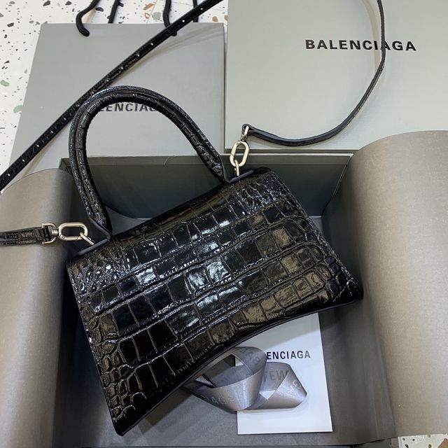 Balenciaga original crocodile calfskin hourglass small handbag 5935461 black