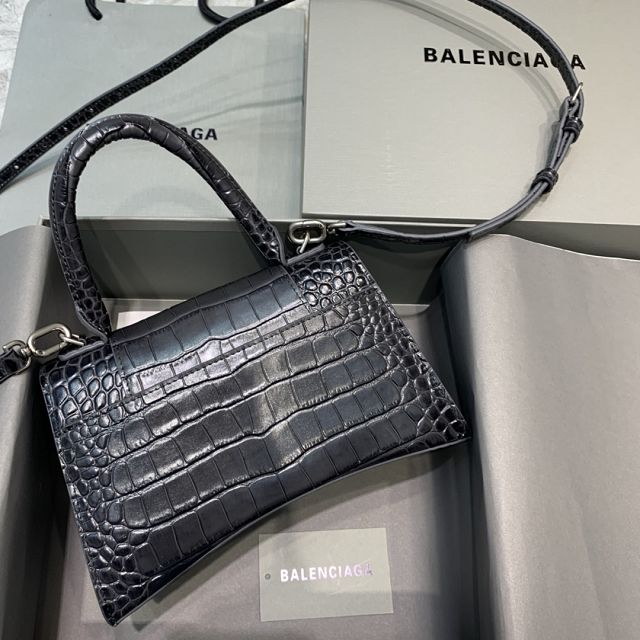 Balenciaga original crocodile calfskin hourglass small handbag 5935461 black