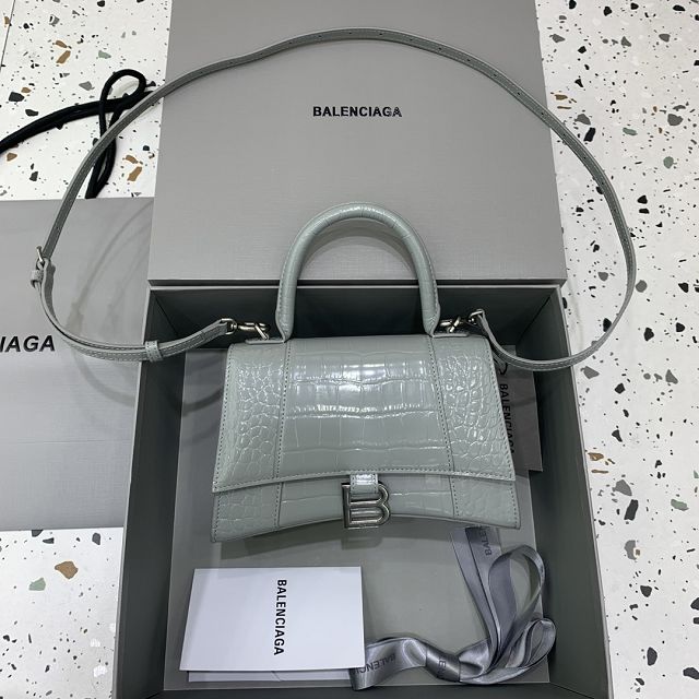 Balenciaga original crocodile calfskin hourglass small handbag 5935461 grey