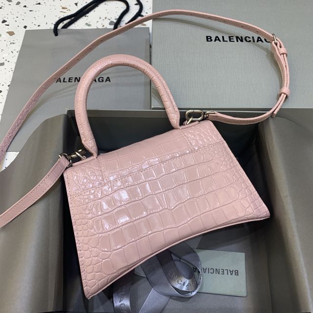 Balenciaga original crocodile calfskin hourglass small handbag 5935461 pink