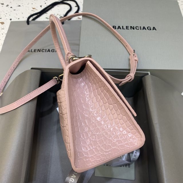 Balenciaga original crocodile calfskin hourglass small handbag 5935461 pink