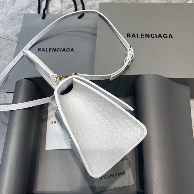 Balenciaga original crocodile calfskin hourglass small handbag 5935461 white