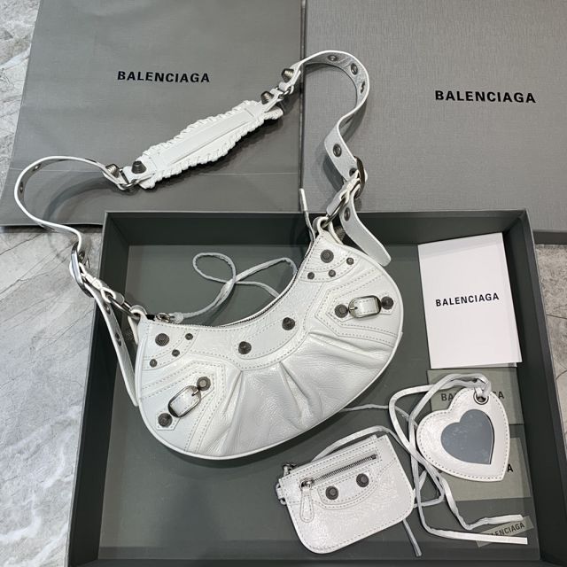 Balenciaga original lambskin le cagole xs shoulder bag 6713091 white