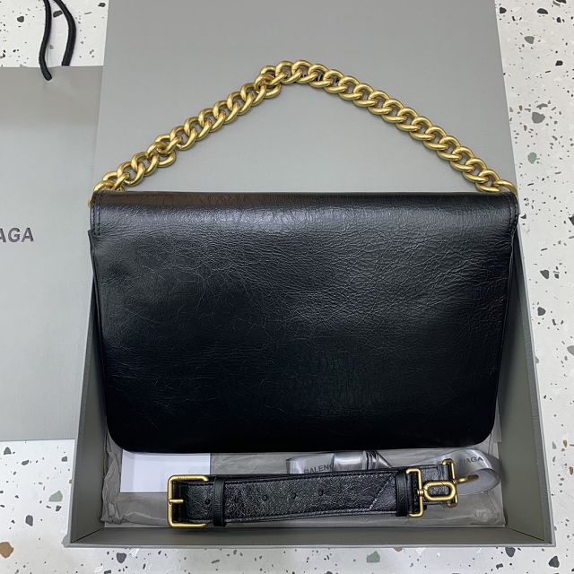 Balenciaga original calfskin BB soft large flap bag 7484882 black