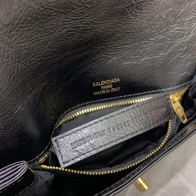 Balenciaga original calfskin BB soft small flap bag 7485982 black