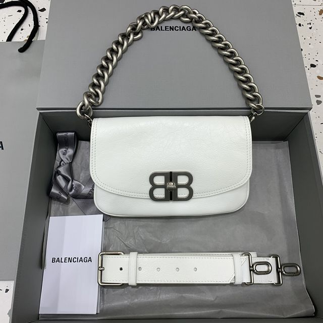 Balenciaga original calfskin BB soft small flap bag 7485982 white