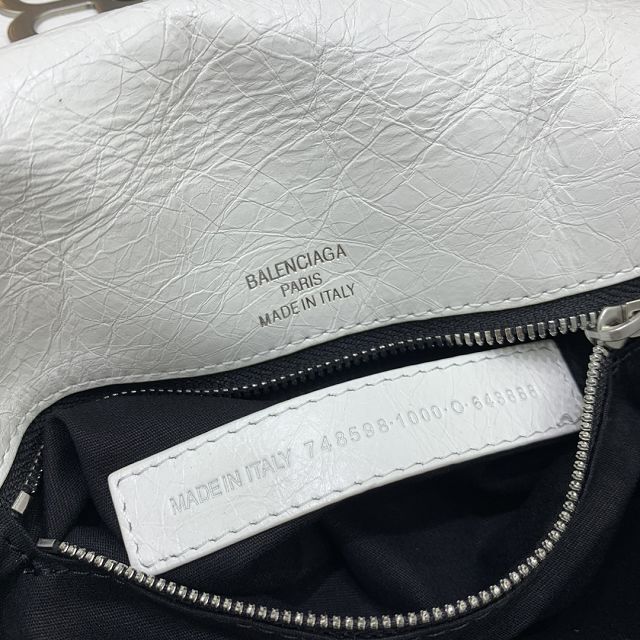 Balenciaga original calfskin BB soft small flap bag 7485982 white