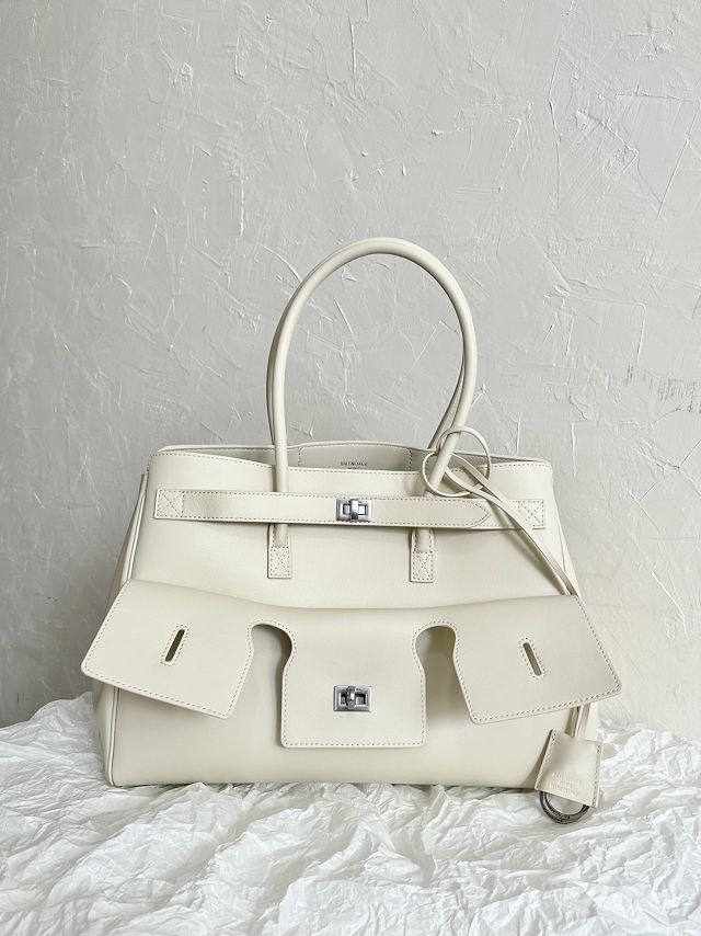 Balenciaga original calfskin bel air medium carry all bag 8054812 beige