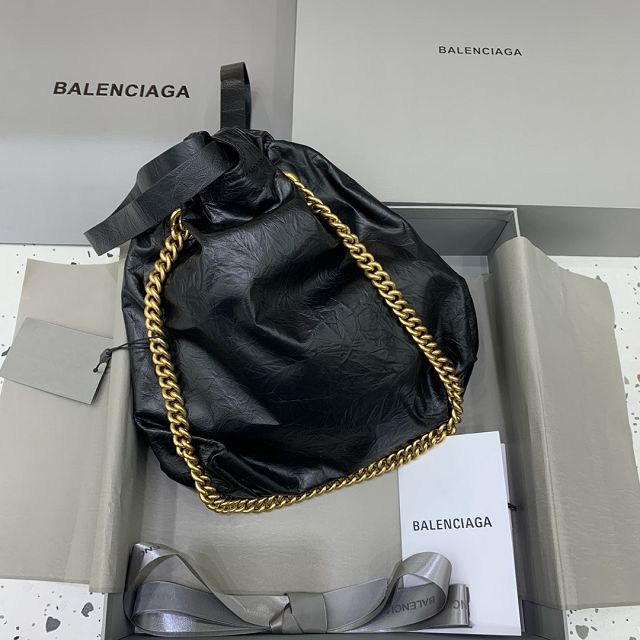 Balenciaga original calfskin crush small tote bag 7429422 black