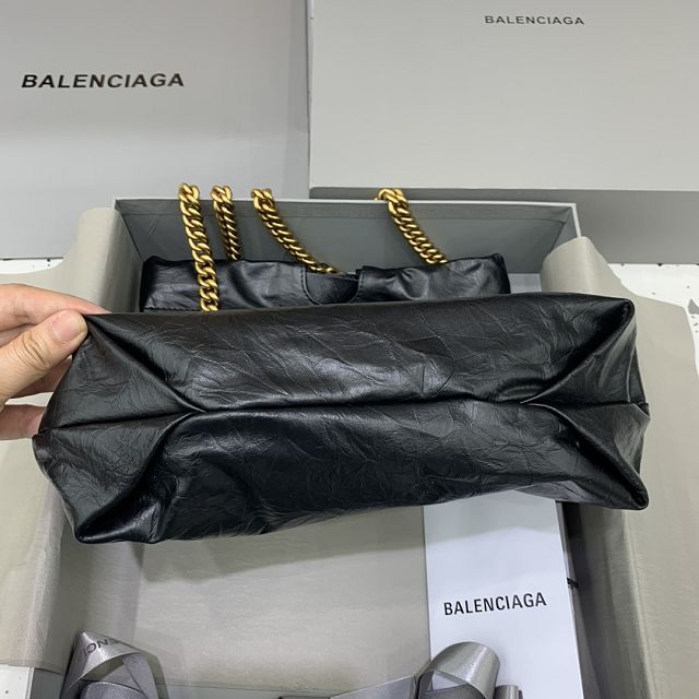 Balenciaga original calfskin crush small tote bag 7429422 black