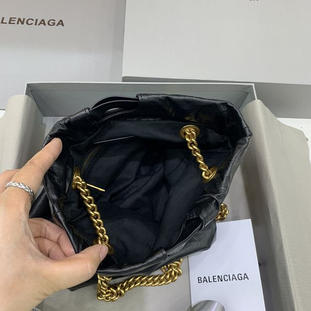 Balenciaga original calfskin crush small tote bag 7429422 black