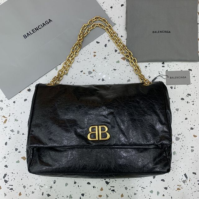 Balenciaga original calfskin monaco large bag 7659332 black