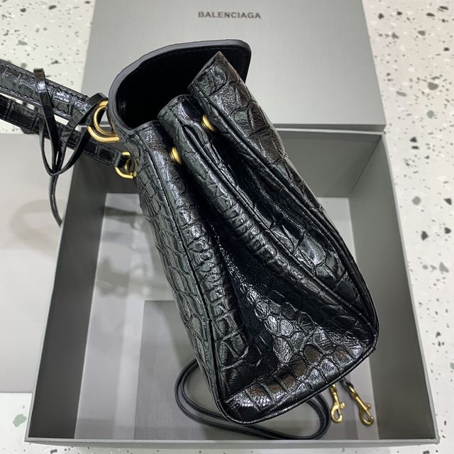 Balenciaga original crocodile calfskin rodeo small handbag 7897792 black