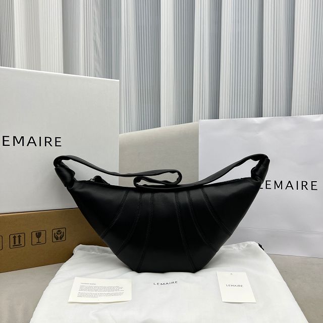 Lemaire original lambskin medium croissant bag LL096 black