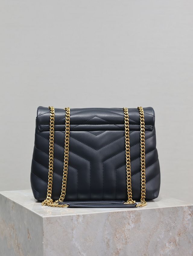 YSL original  calfskin loulou small bag 494699 navy blue