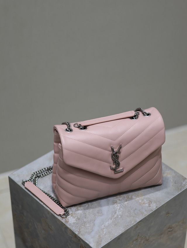 YSL original  calfskin loulou small bag 494699 pink