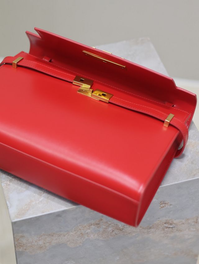 YSL original calfskin manhattan shoulder bag 579271 red