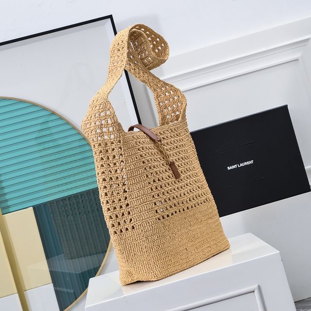 YSL original raffia medium tote bag 690941 beige