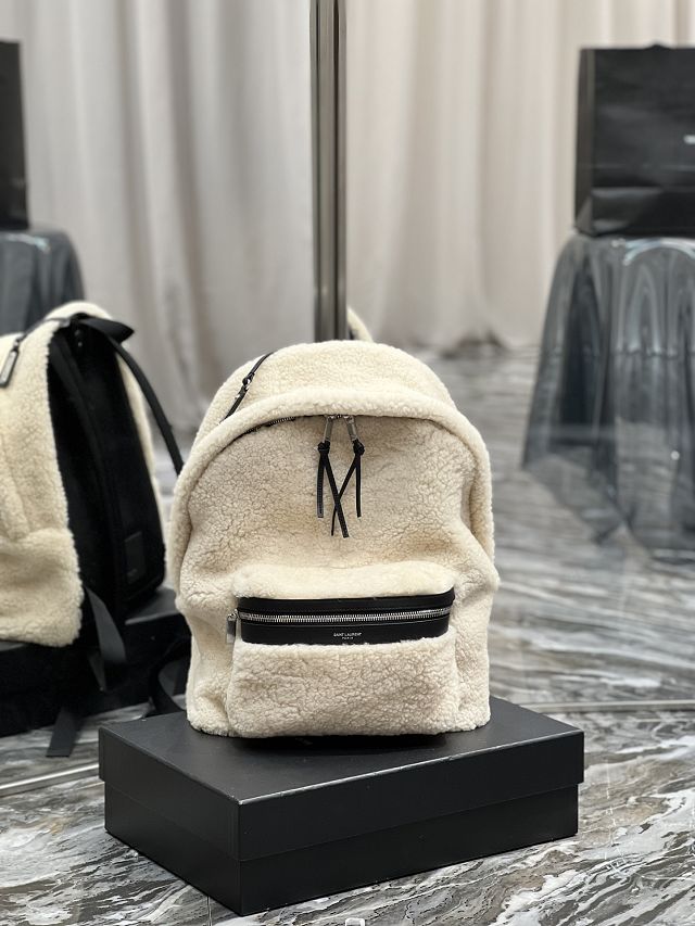 YSL original shearling medium city backpack 534967 beige