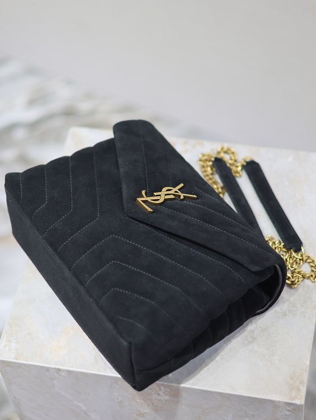 YSL original suede calfskin loulou small bag 494699 black