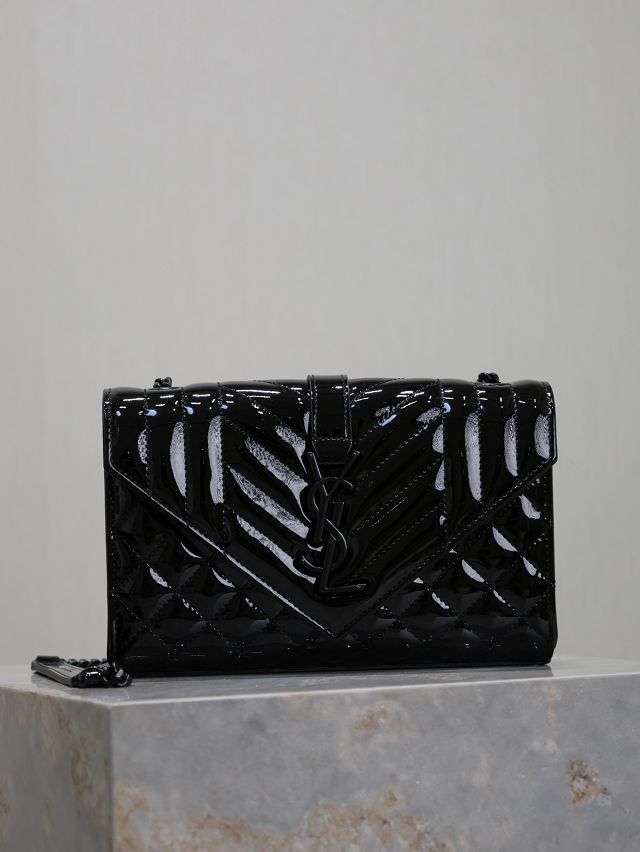 YSL original patent calfskin small envelope chain bag 526286 black