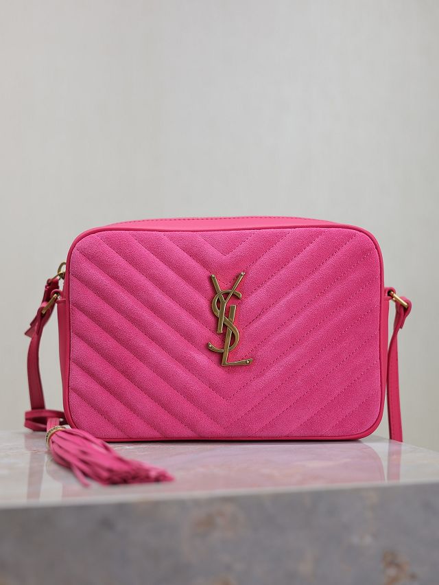 YSL original suede lou camera bag 520534 rose red