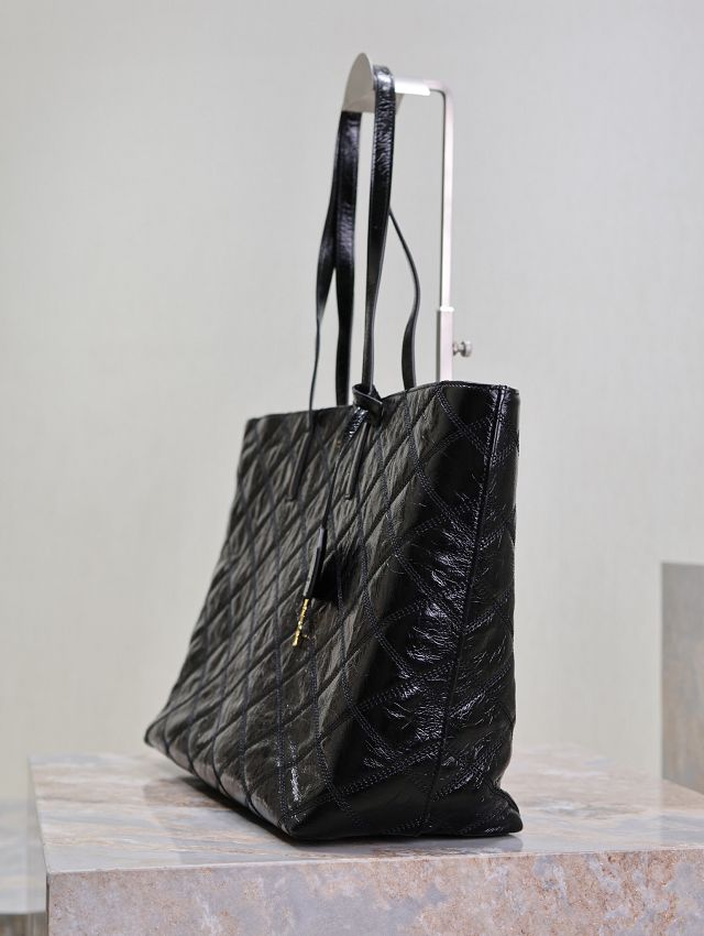 YSL original aged calfskin shopping tote bag 394195 black