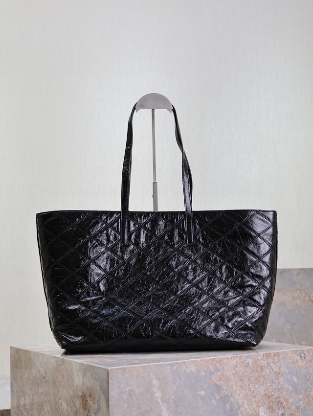 YSL original aged calfskin shopping tote bag 394195 black