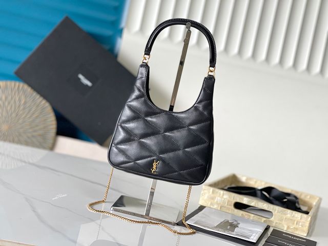 YSL original lambskin sade hobo bag 793608 black